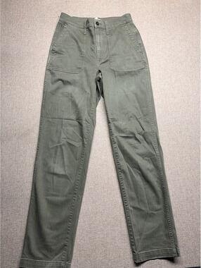 Madewell Utility Pants Women's 26 Sage Green Herringbone Straight Leg Chore